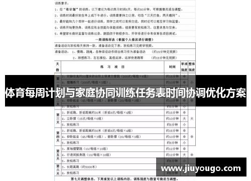 体育每周计划与家庭协同训练任务表时间协调优化方案